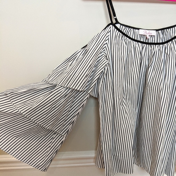 Parker Striped Marielle Cold Shoulder Blouse - Picture 5 of 7